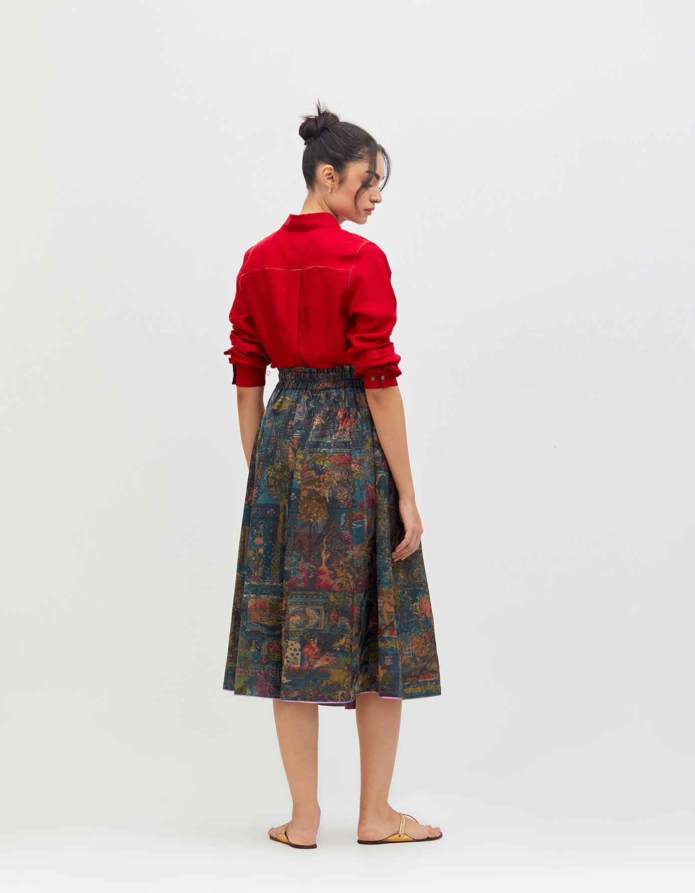 Oversized Shirt Crimson Bloom Silk