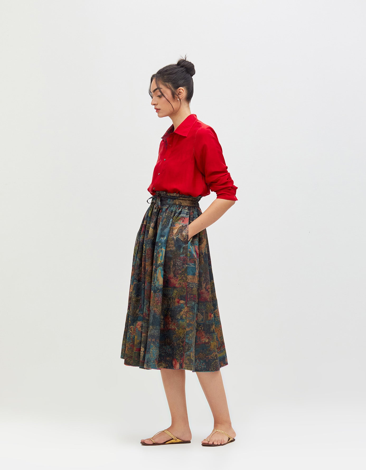 Oversized Shirt Crimson Bloom Silk