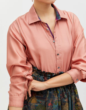 Oversized Shirt Blush Silk