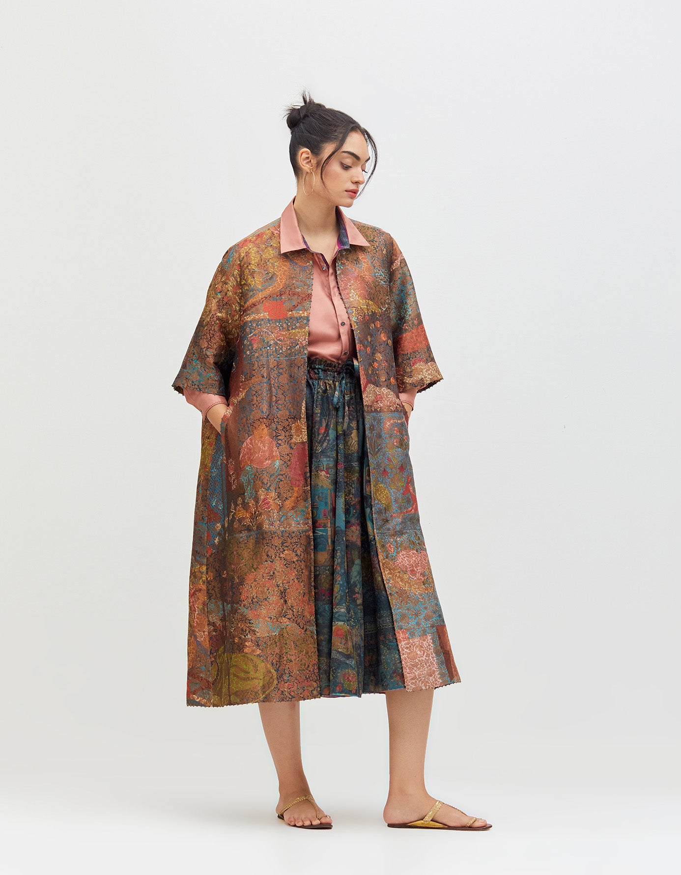 Sherlock Coat Teal Silk Brocade