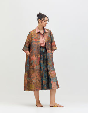 Sherlock Coat Teal Silk Brocade