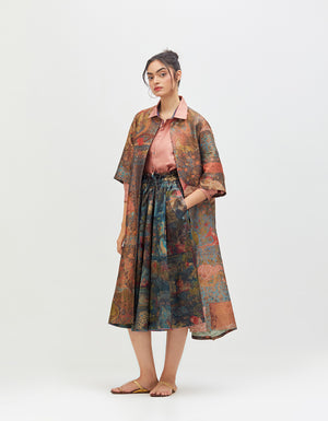 Sherlock Coat Teal Silk Brocade