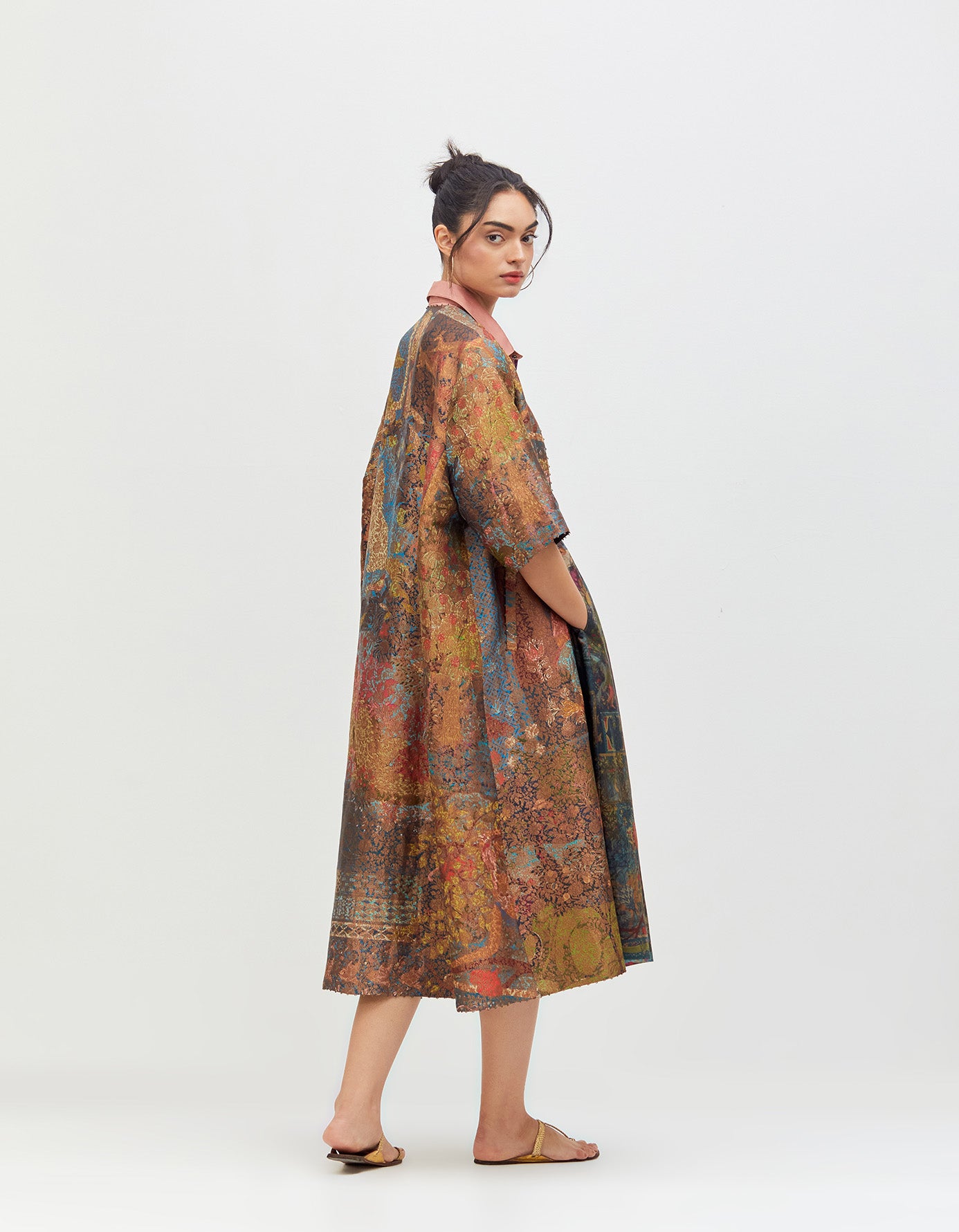 Sherlock Coat Teal Silk Brocade