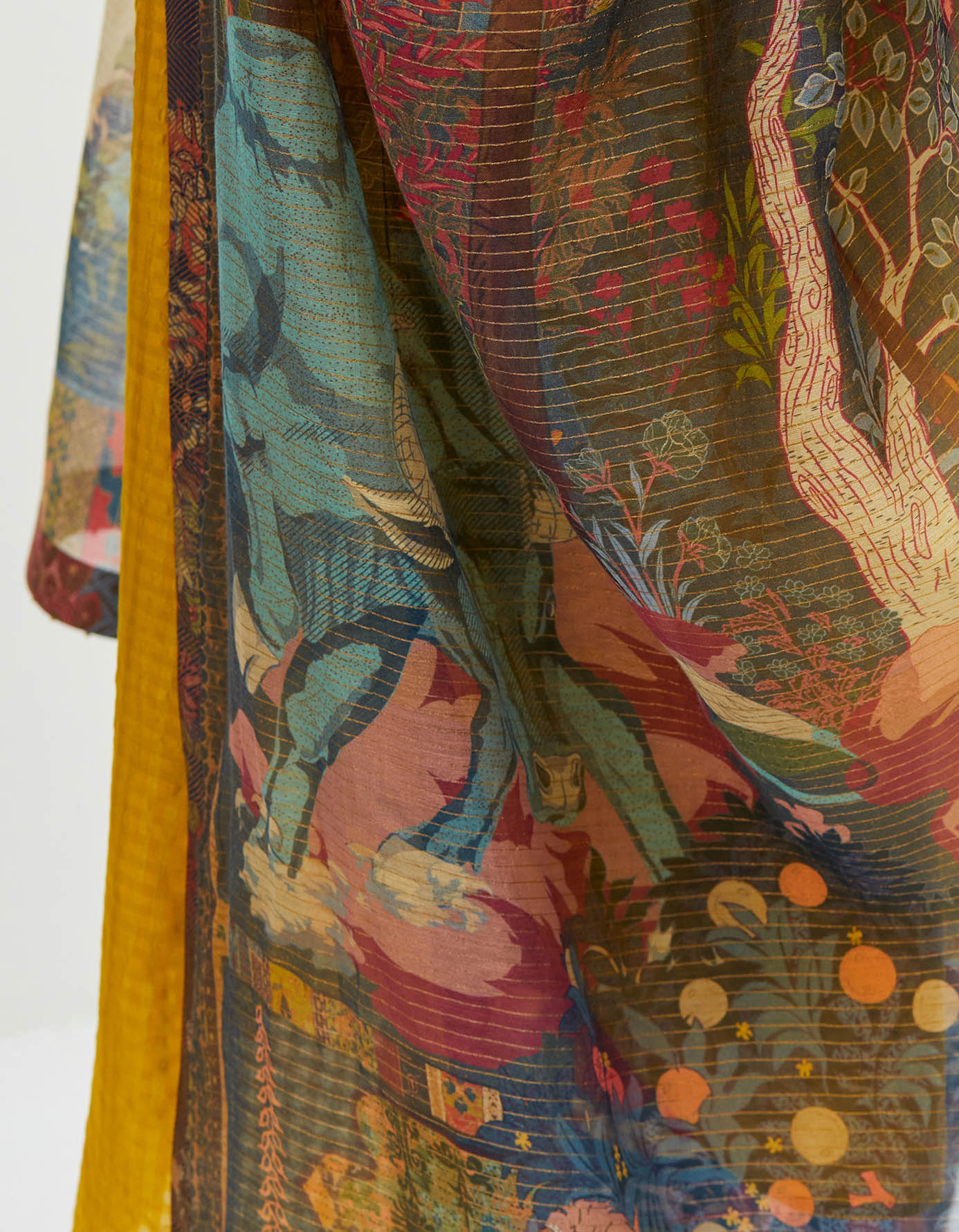 Panchatantra Dupatta Teal Chanderi Silk