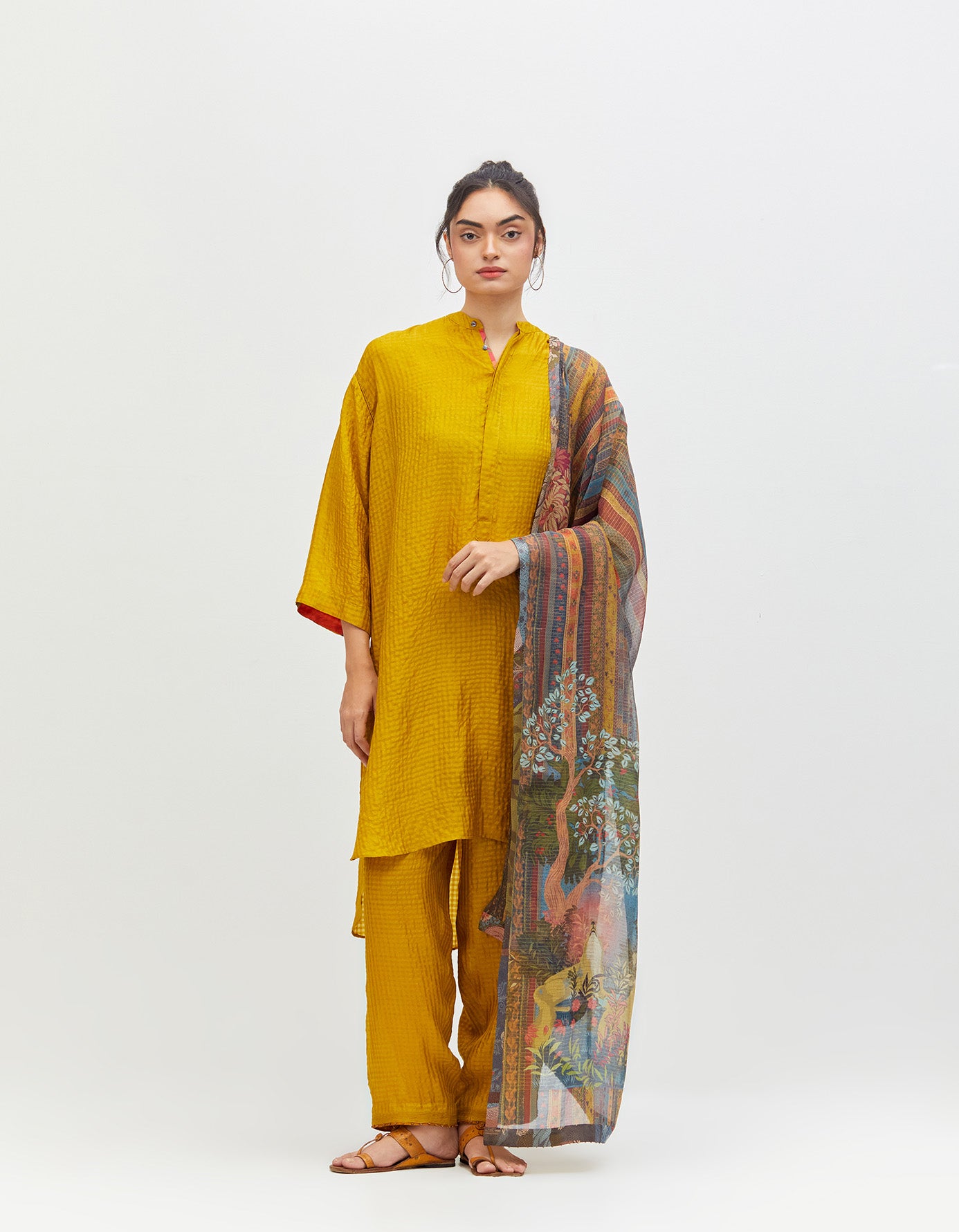 Panchatantra Dupatta Teal Chanderi Silk