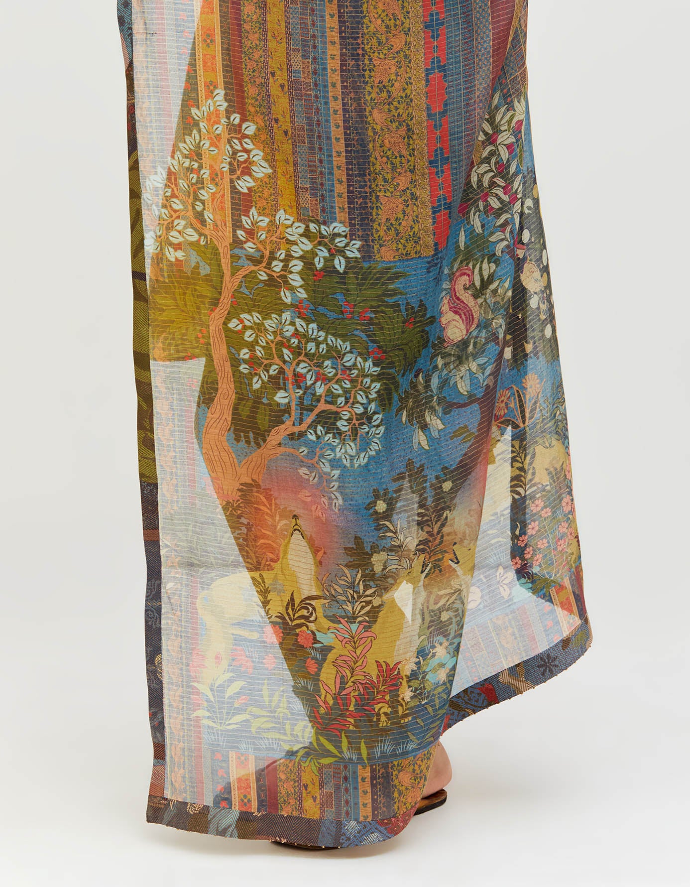 Panchatantra Dupatta Teal Chanderi Silk