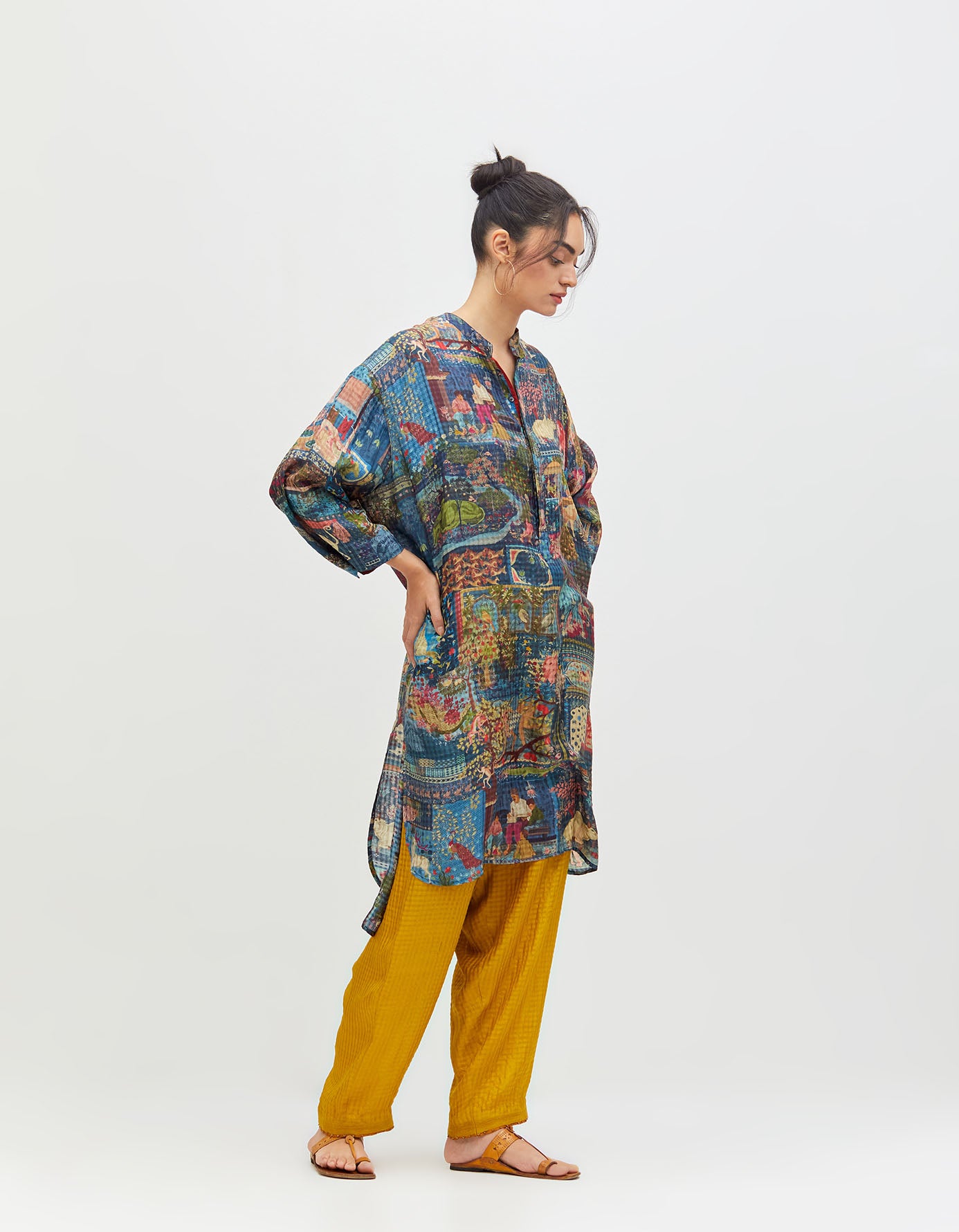 Aisha Salwar Mustard Silk Check