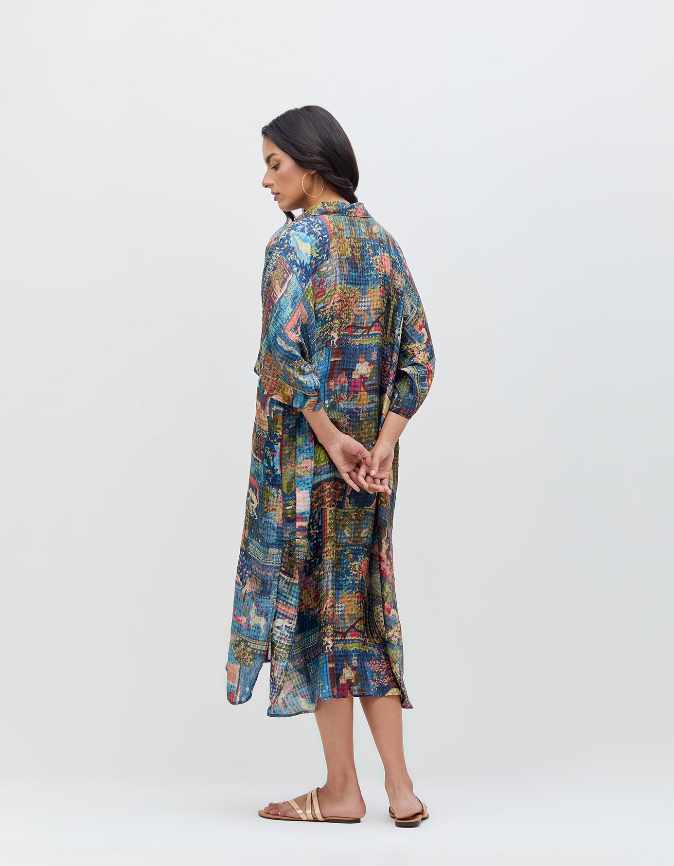 Panchatantra Haseena Dress Teal Silk Check