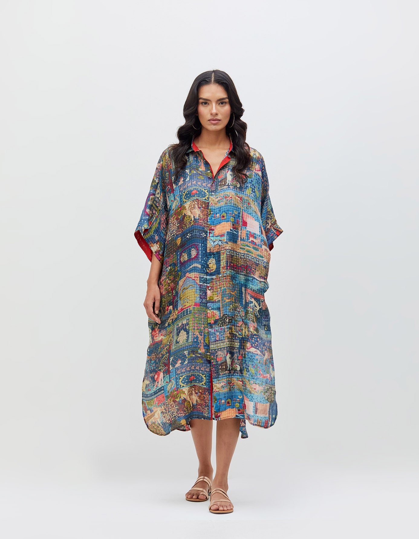 Panchatantra Haseena Dress Teal Silk Check