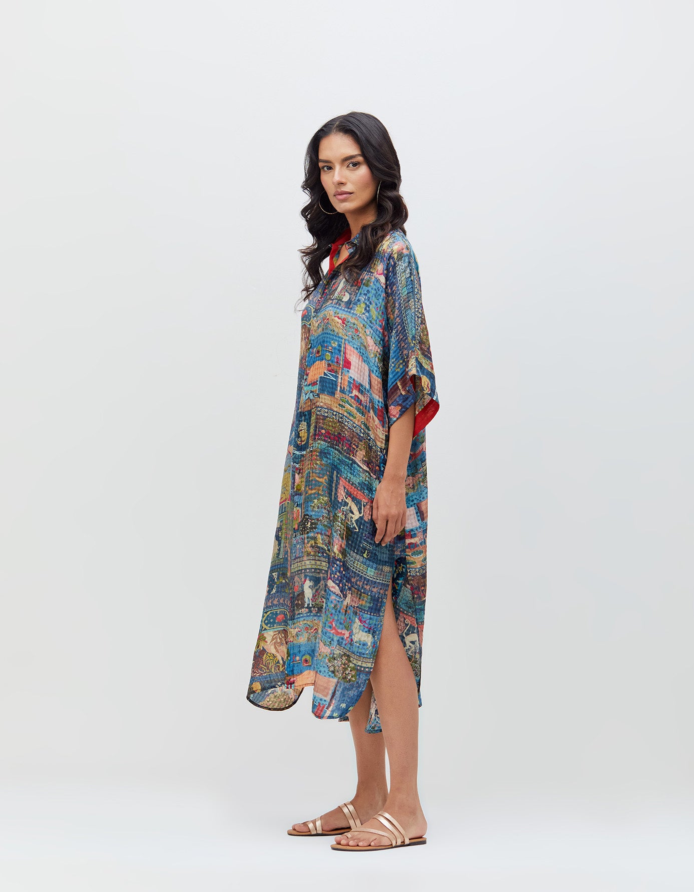 Panchatantra Haseena Dress Teal Silk Check