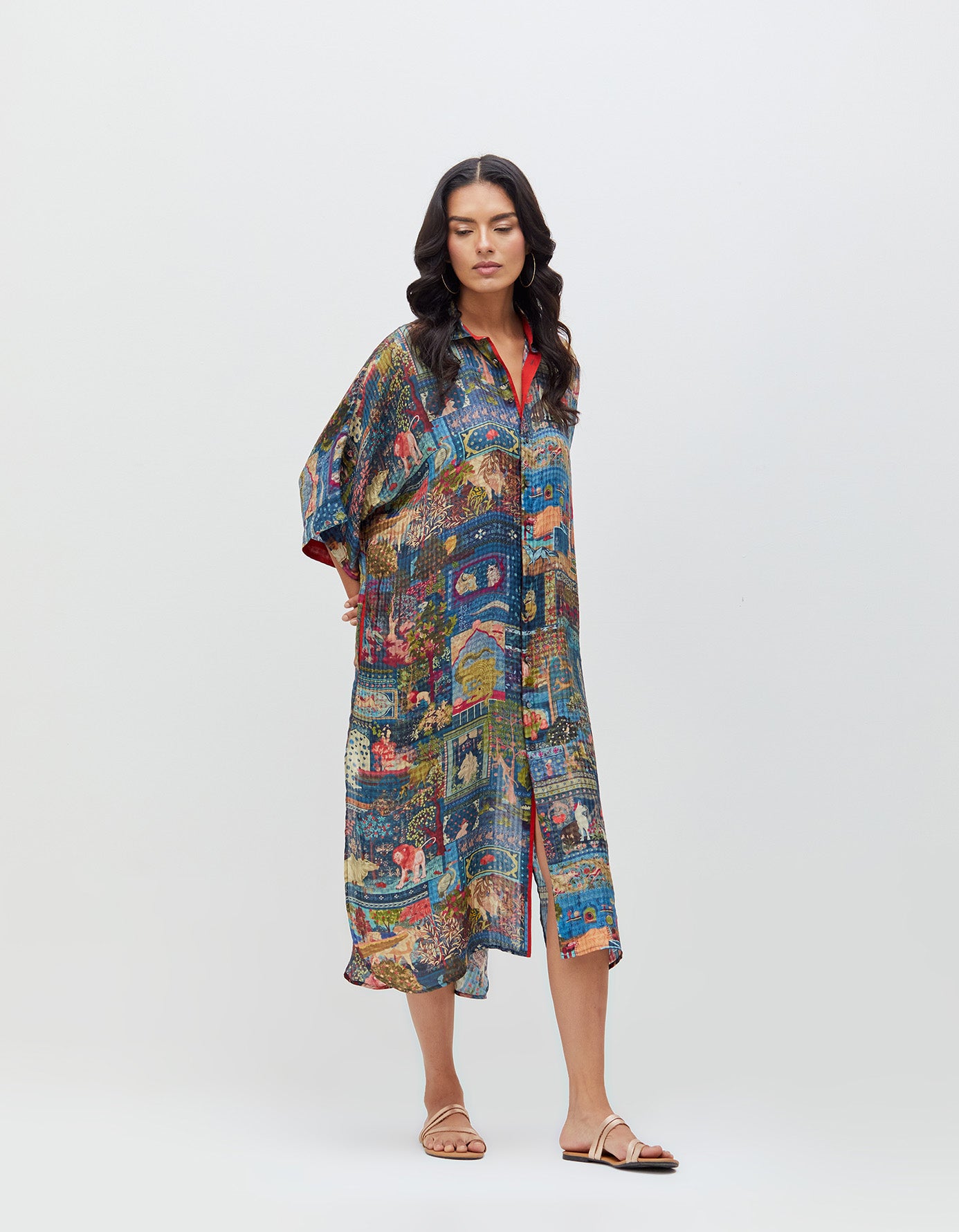Panchatantra Haseena Dress Teal Silk Check