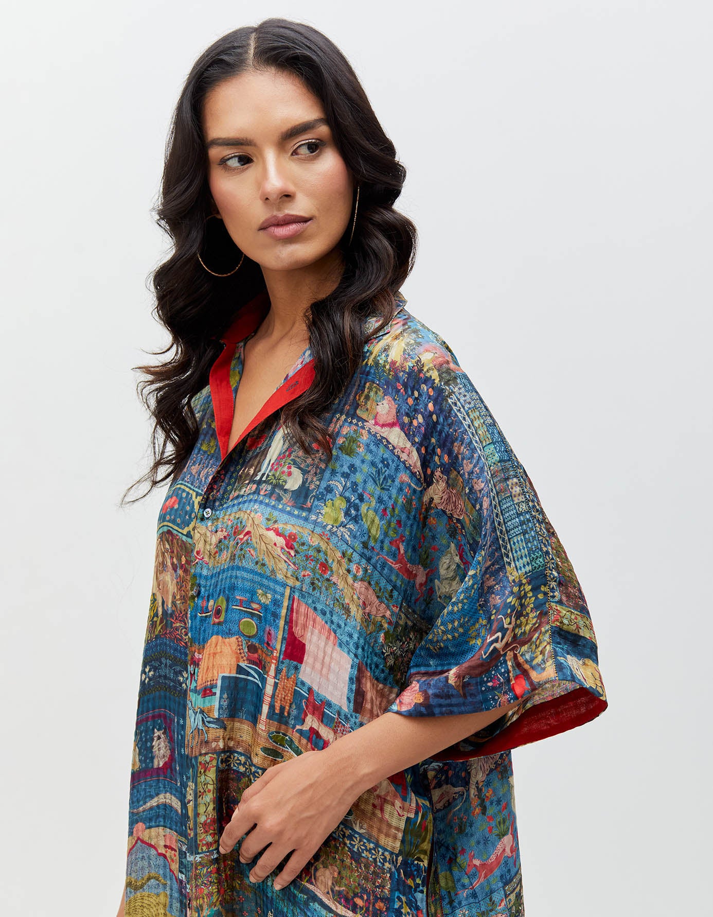 Panchatantra Haseena Dress Teal Silk Check