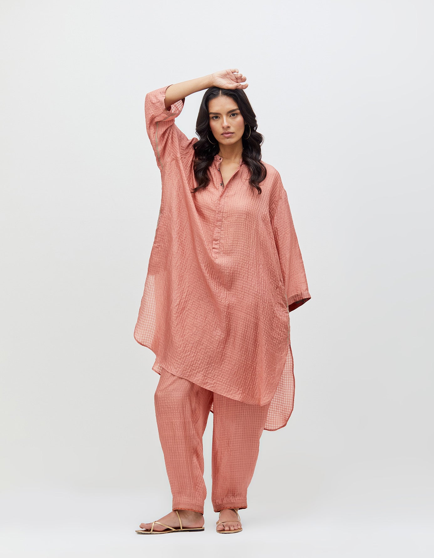 Aisha Salwar Blush Silk Check