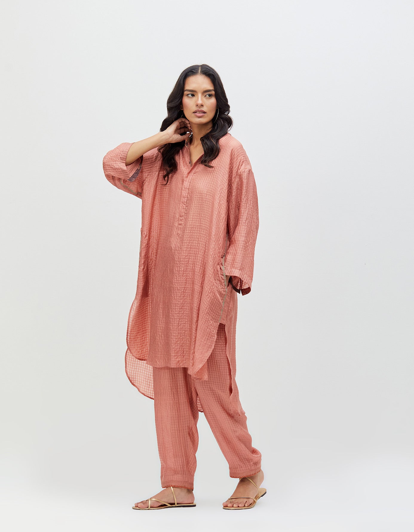Aisha Salwar Blush Silk Check