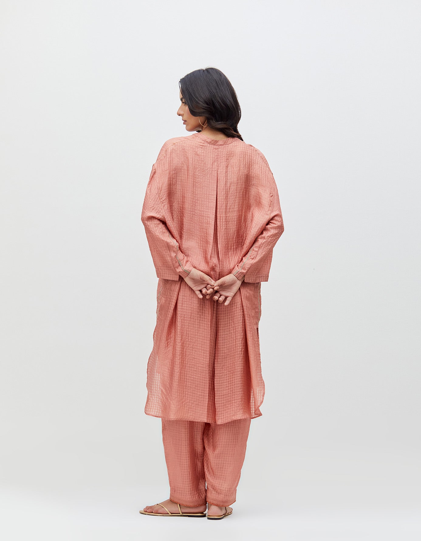Aisha Salwar Blush Silk Check
