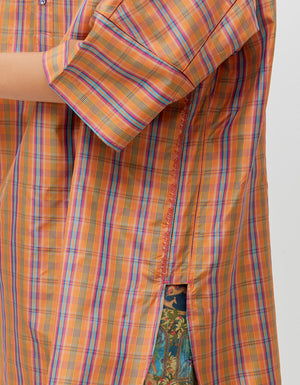 Noor Kurta Burnt Sienna Silk Dupion Check