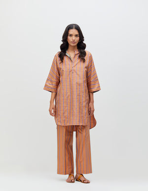 Noor Kurta Burnt Sienna Silk Dupion Check