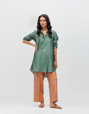 Udaan Shirt Sage Handwoven Silk