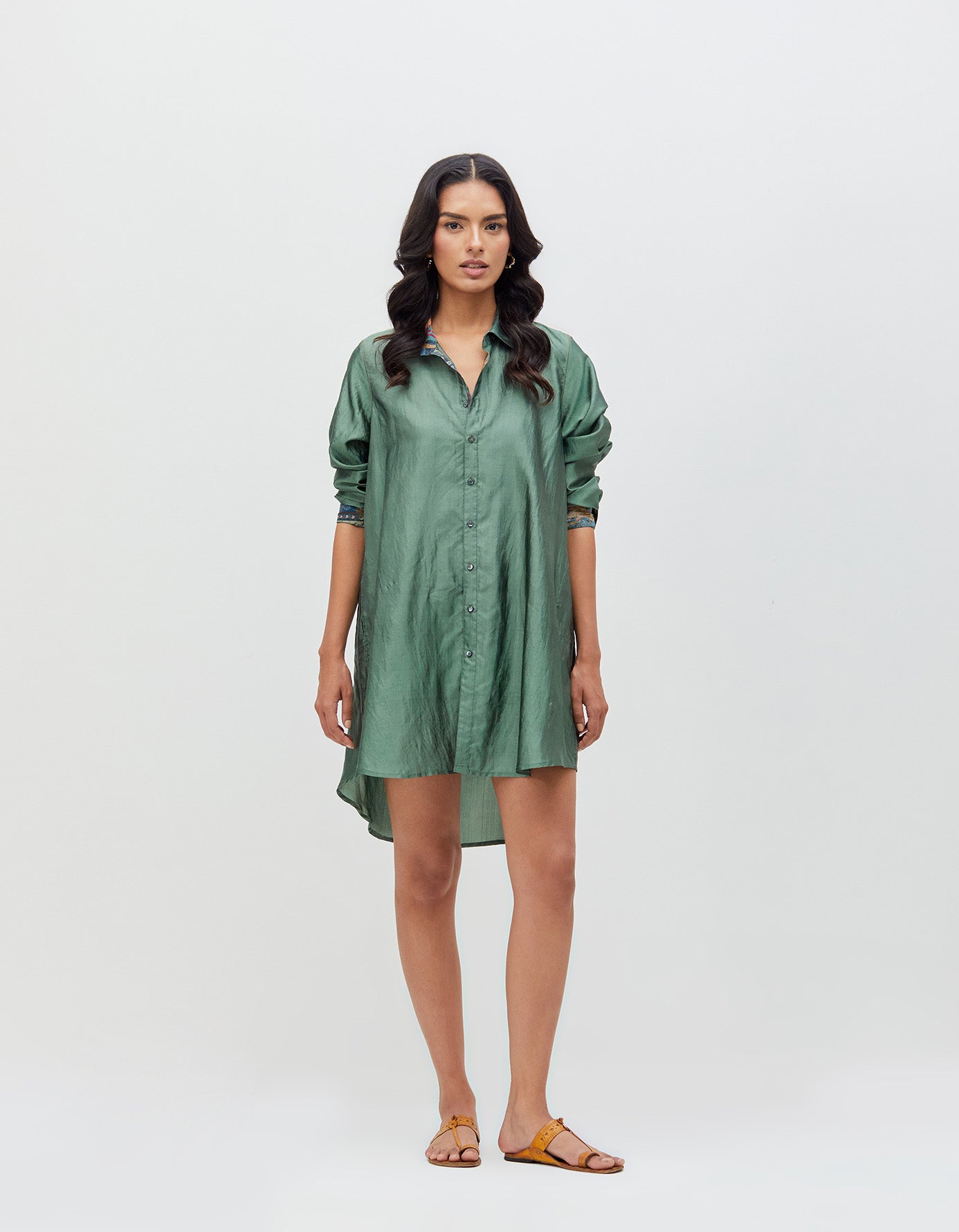 Udaan Shirt Sage Handwoven Silk