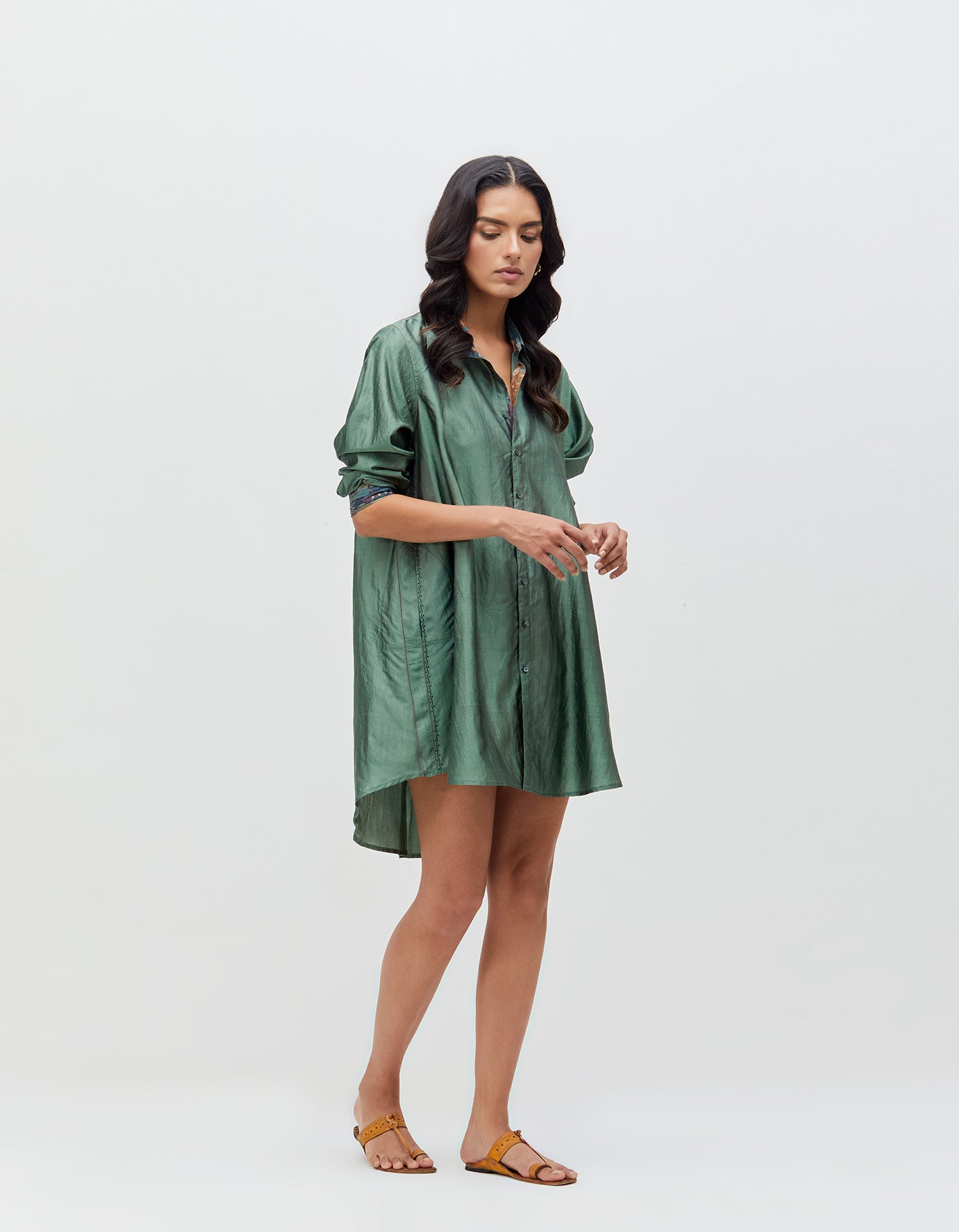 Udaan Shirt Sage Handwoven Silk