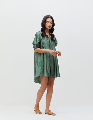 Udaan Shirt Sage Handwoven Silk