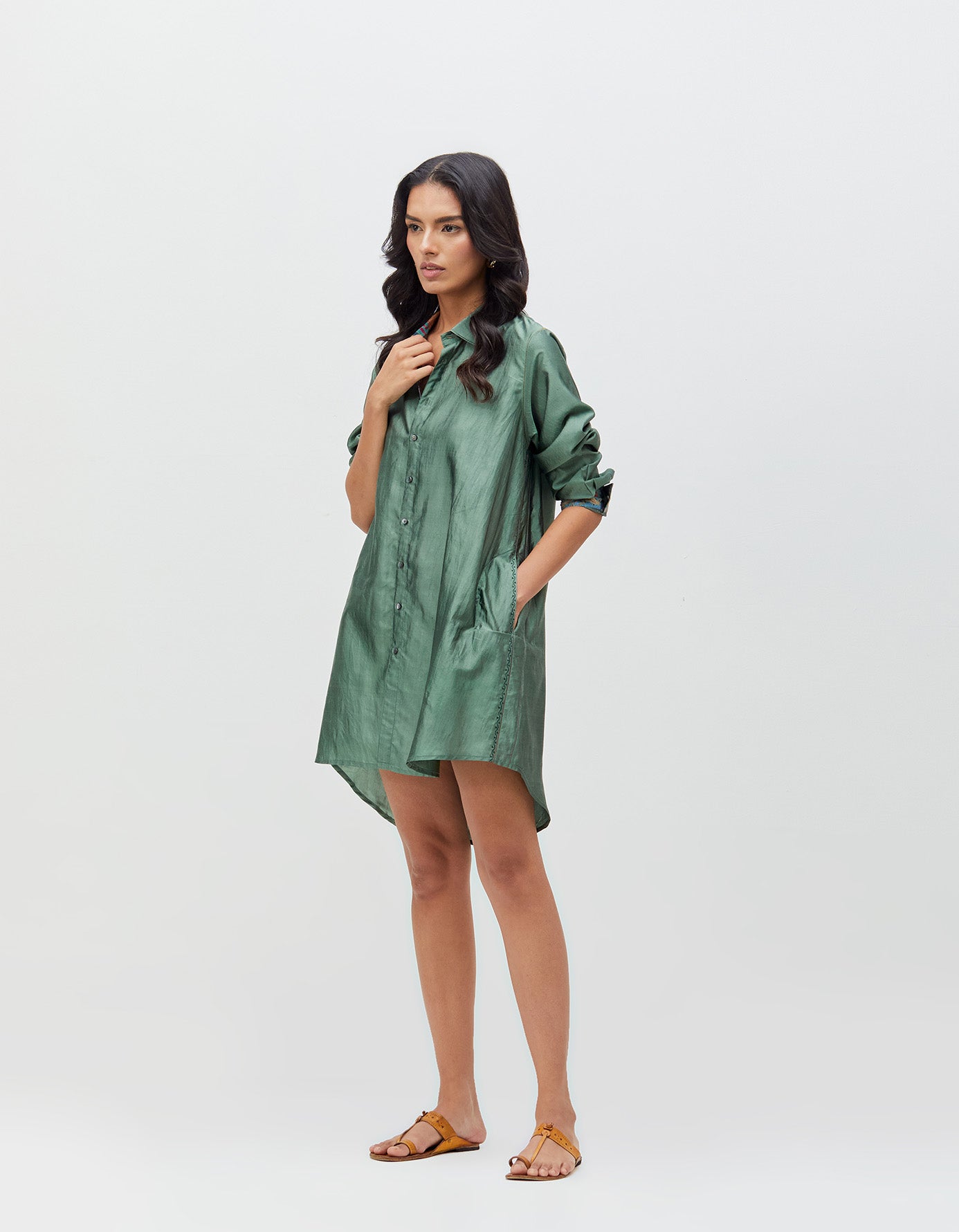 Udaan Shirt Sage Handwoven Silk