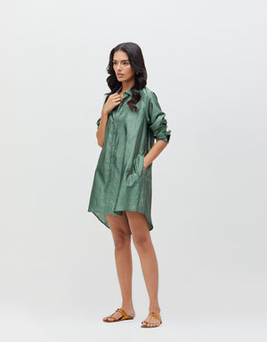Udaan Shirt Sage Handwoven Silk