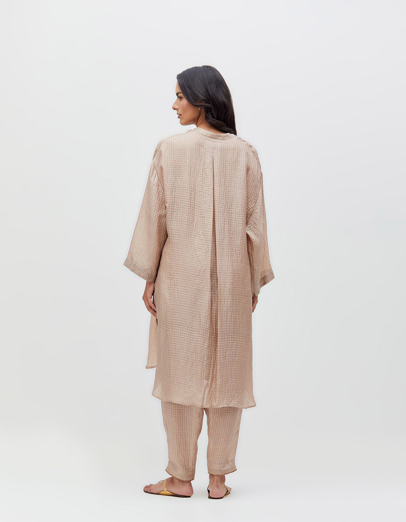 Aisha Salwar Champagne Dust Silk Check