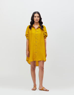 Udaan Shirt Mustard Handwoven Silk