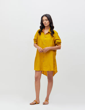Udaan Shirt Mustard Handwoven Silk