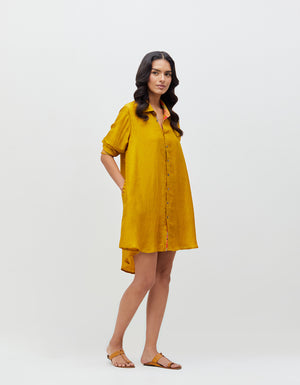 Udaan Shirt Mustard Handwoven Silk