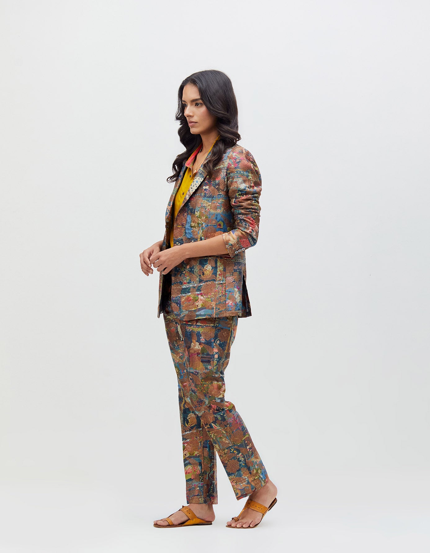 Panchatantra Boot Cut Trousers Teal Silk Brocade