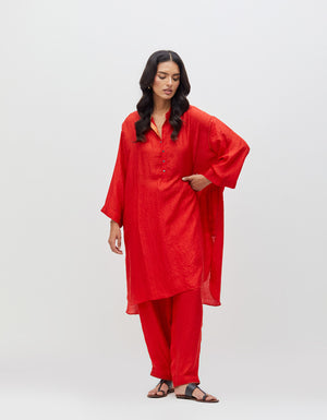 Aisha Salwar Crimson Bloom Silk Check