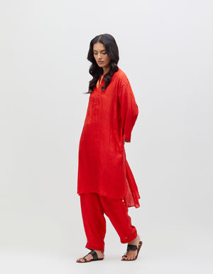 Aisha Salwar Crimson Bloom Silk Check