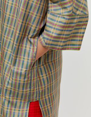 Chandrika Trousers Ash Olive Silk Dupion Check
