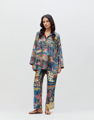 Panchatantra Kavita Kurta Teal Silk 50g