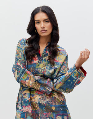 Panchatantra Kavita Kurta Teal Silk 50g