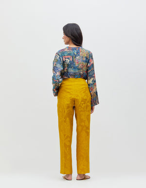 Azad Trousers Mustard Silk Damask