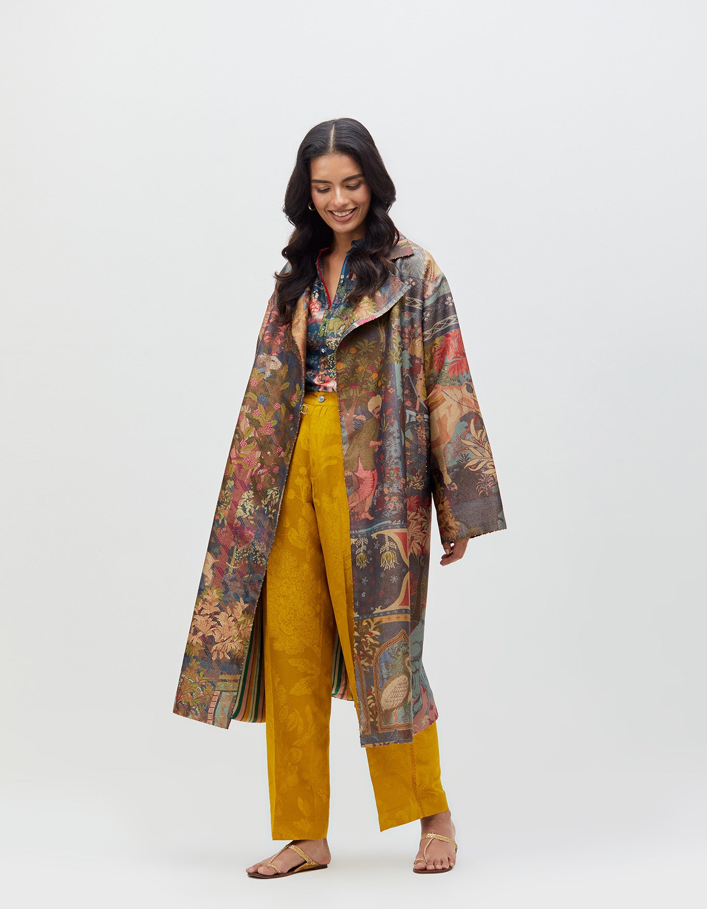 Azad Trousers Mustard Silk Damask