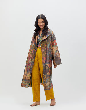 Azad Trousers Mustard Silk Damask