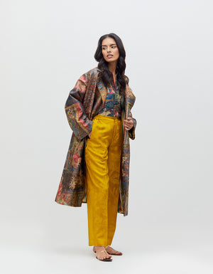 Azad Trousers Mustard Silk Damask