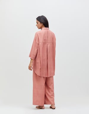 Chandrika Trousers Blush Cotton Silk Check