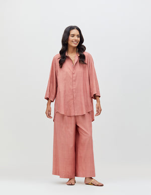 Chandrika Trousers Blush Cotton Silk Check