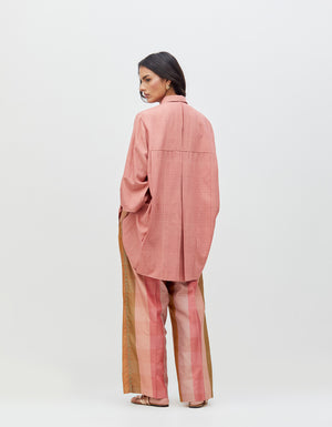 Chandrika Trousers Blush Cotton Silk Check