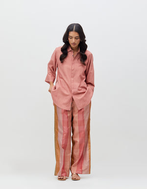 Chandrika Trousers Blush Cotton Silk Check