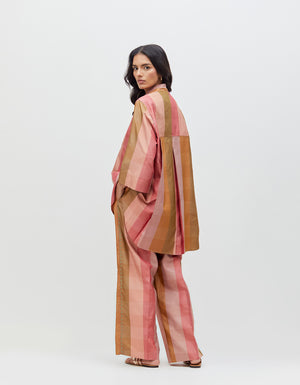 Chandrika Trousers Burnet Petal Stripe Silk Dupion