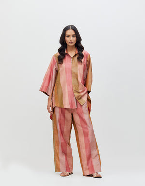 Chandrika Trousers Burnet Petal Stripe Silk Dupion