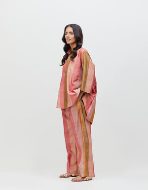 Chandrika Trousers Burnet Petal Stripe Silk Dupion