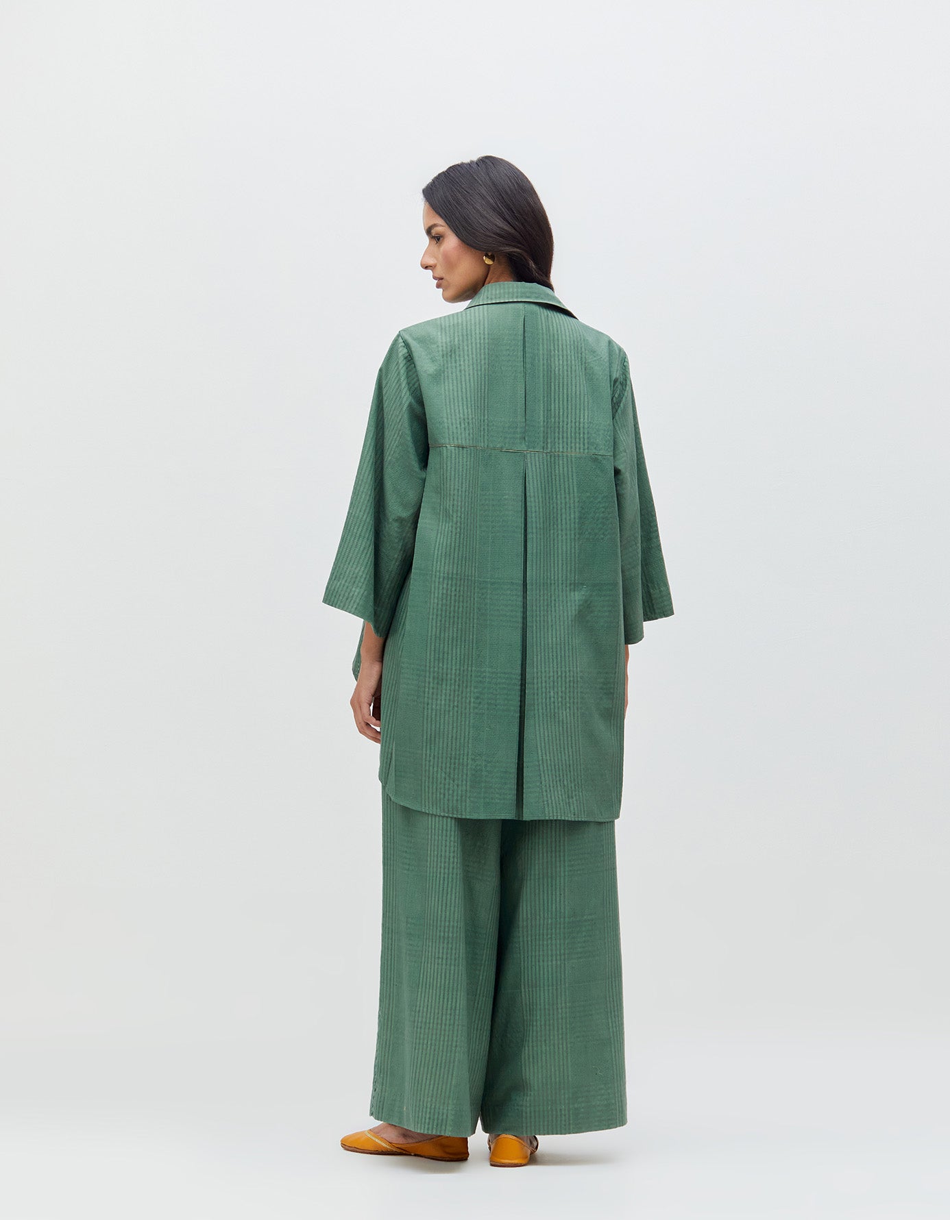 Pakhi Trousers Sage Cotton Silk Check
