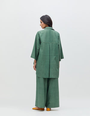 Pakhi Trousers Sage Cotton Silk Check